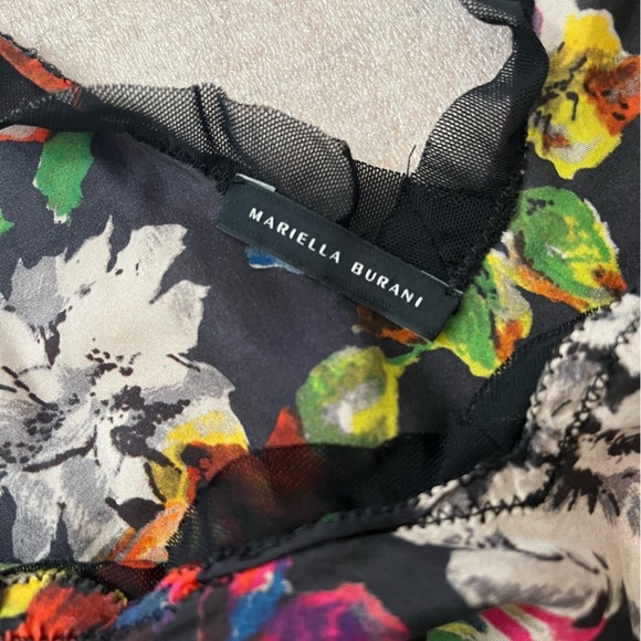 [US6]Mariella Burani Floral Sleeveless Deep V Silk Dress - Picture 6 of 8